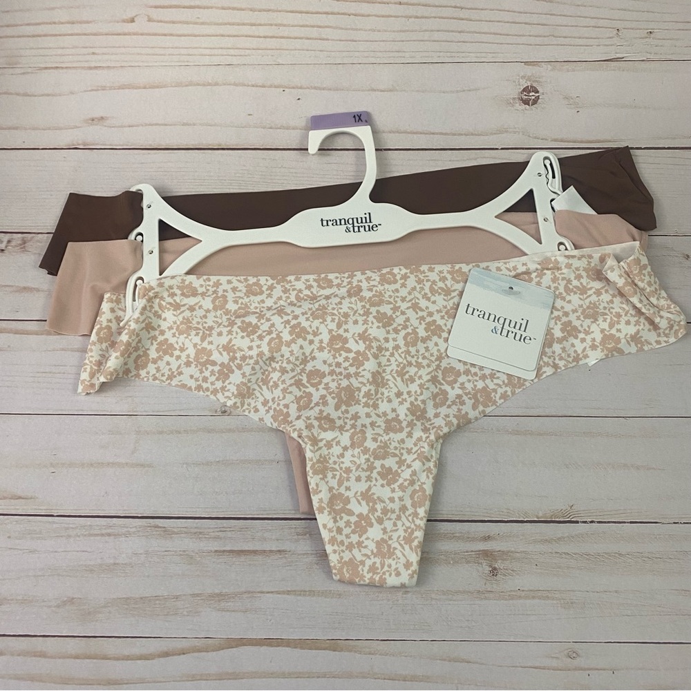 New TRANQUIL & TRUE Womans 3 Pack Thongs Size 1X Matte Microfiber